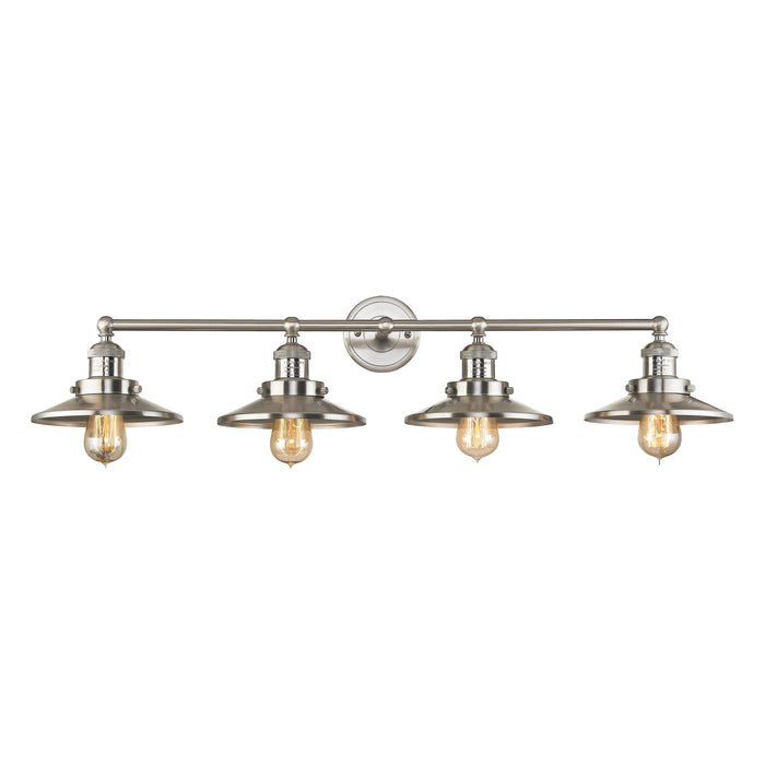 English Pub 38'' Wide 4-Light Vanity Light - Satin Nickel