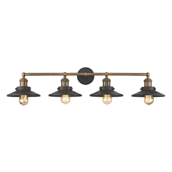 English Pub 38'' Wide 4-Light Vanity Light - Antique Brass