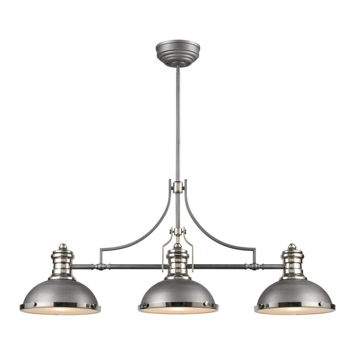 Chadwick 47'' Wide 3-Light Linear Chandelier - Weathered Zinc