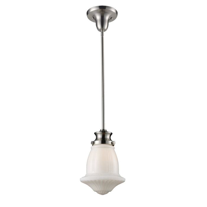 Schoolhouse 8'' Wide 1-Light Mini Pendant - Satin Nickel