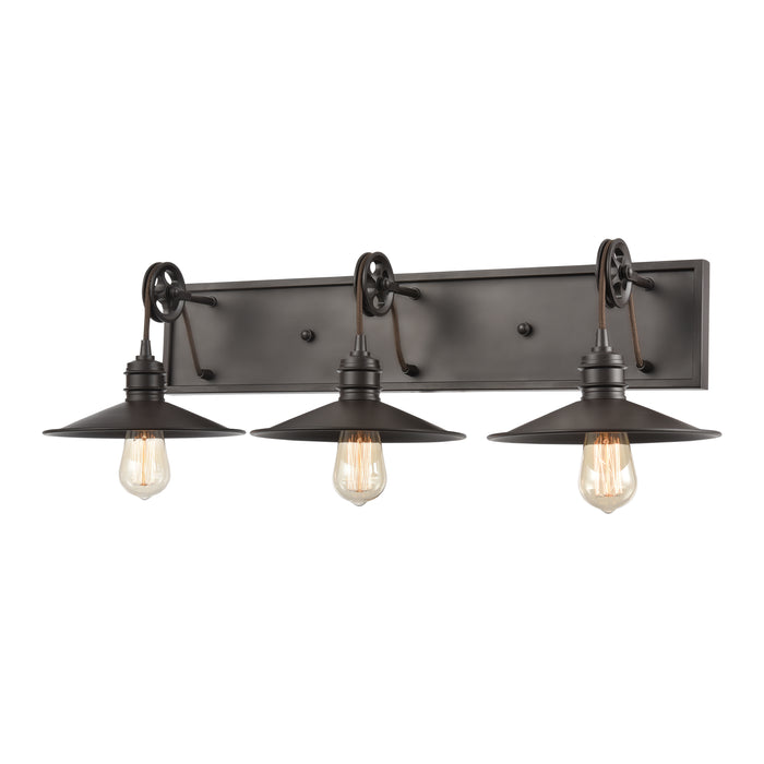 Spindle Wheel 31'' Wide 3-Light Vanity Light - Oil Rubbed Bronze