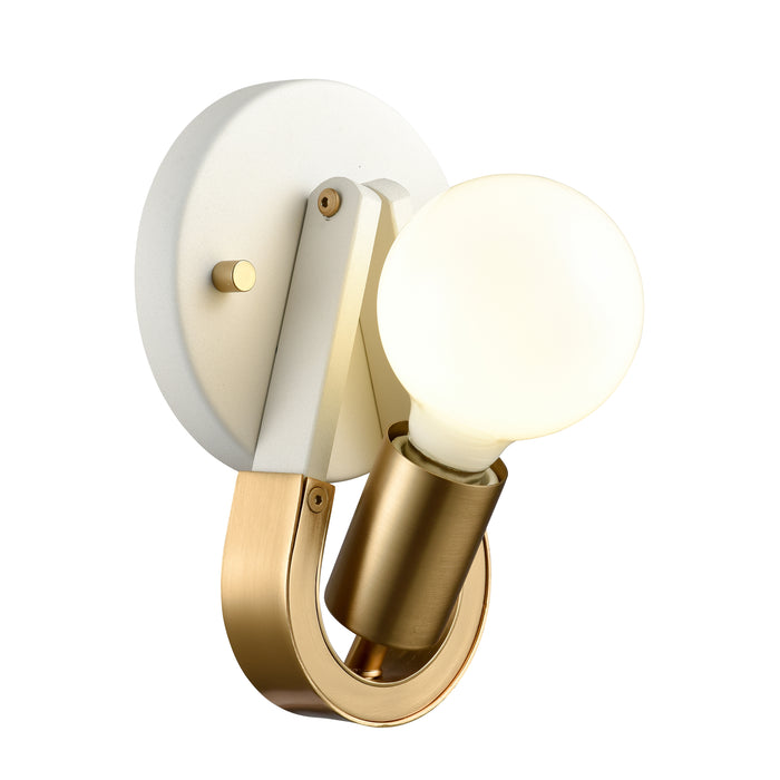 Sabine 5'' Wide 1-Light Vanity Light - Textured White with Brushed Gold