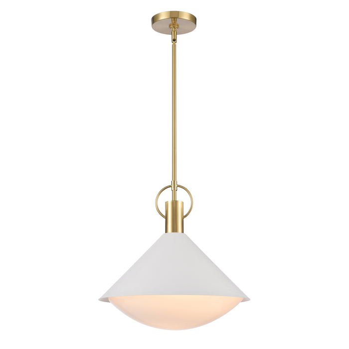 Compton 15.75'' Wide 1-Light Pendant - Satin Brass with Matte White