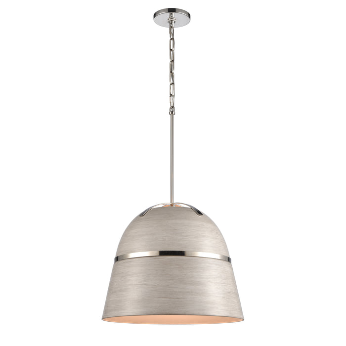 Davina 18'' Wide 3-Light Pendant - Polished Nickel with Sunbleached Oak