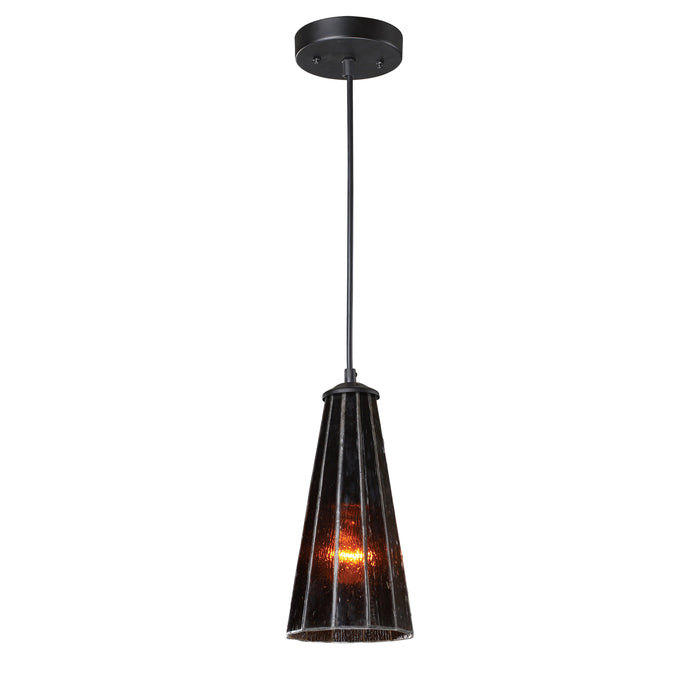 Lumino 1-Light Pendant in Translucent Amber in Matte Bk finish