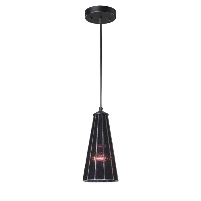 Lumino 1-Light Pendant in Translucent Purple in Matte Bk finish