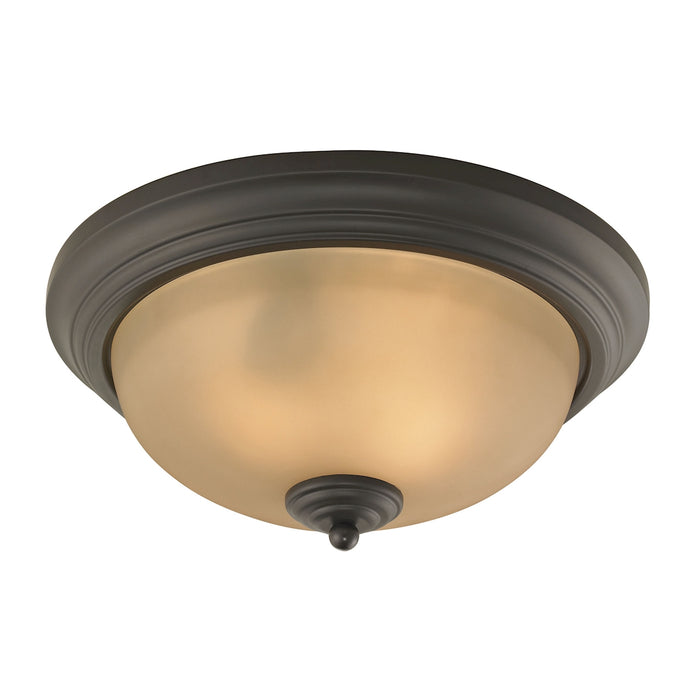 Huntington 2-Light Ceiling Lamp in Oil Rubbed Bronze with Amber Glass