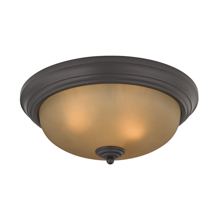 Huntington 3-Light Flush Mount in Oil Rubbed Bronze with Light Amber Glass