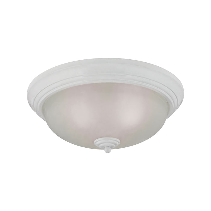 Huntington 3-Light Flush Mount in White with Etched White Glass