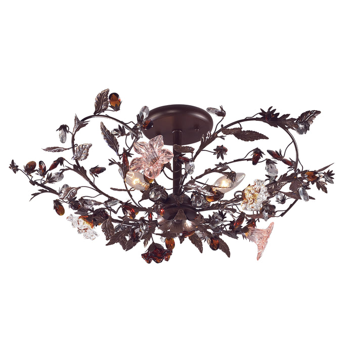 Cristallo Fiore 27'' Wide 3-Light Semi Flush Mount - Deep Rust