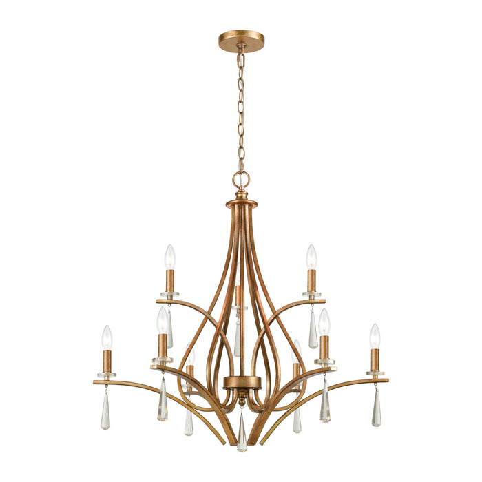 Katania 30'' Wide 9-Light Chandelier - Antique Gold