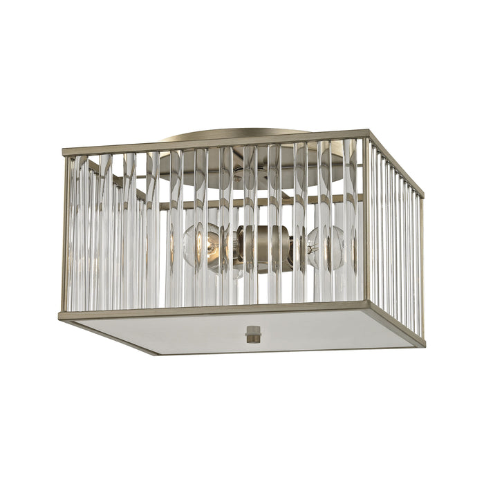 Ridley 14'' Wide 3-Light Semi Flush Mount - Aged Silver