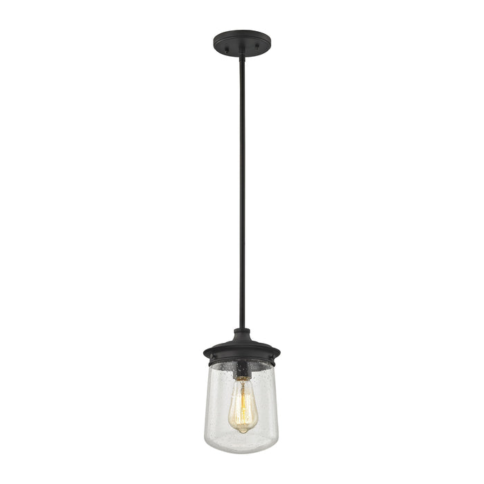 Hamel 1 Light Pendant in Oil Rubbed Bronze with Clear Seedy Glass