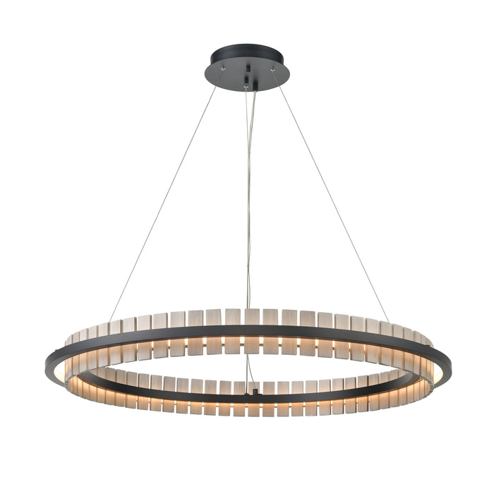 Hugo 36'' Wide Integrated LED Pendant - Matte Black with Sunbleached Oak