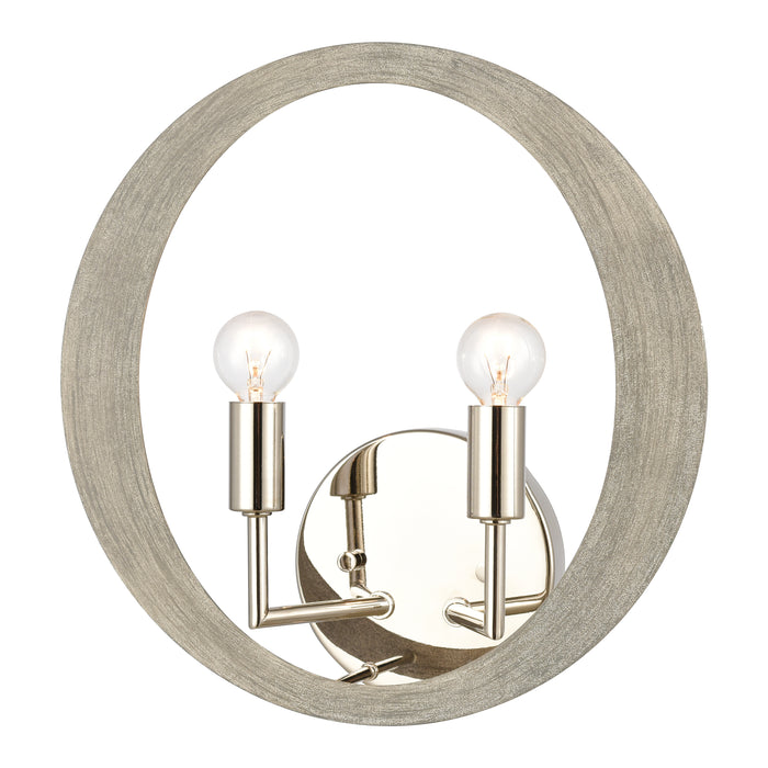 Retro Rings 12'' High 2-Light Sconce - Sandy Beechwood