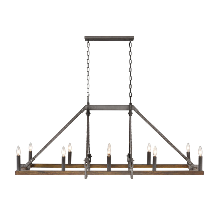 Harwell 56'' Wide 10-Light Linear Chandelier - Antique Millwood