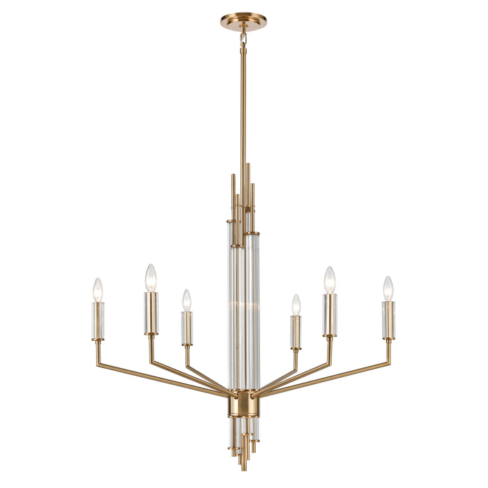 Serena 34'' Wide 6-Light Chandelier - Satin Brass