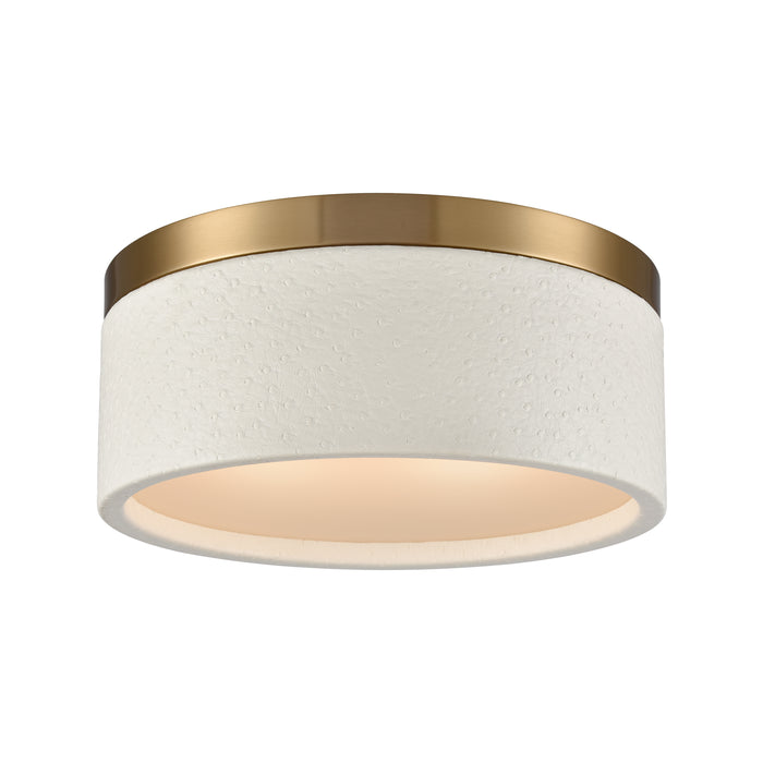 Engel 12'' Wide 2-Light Flush Mount - Satin Brass with White Birch