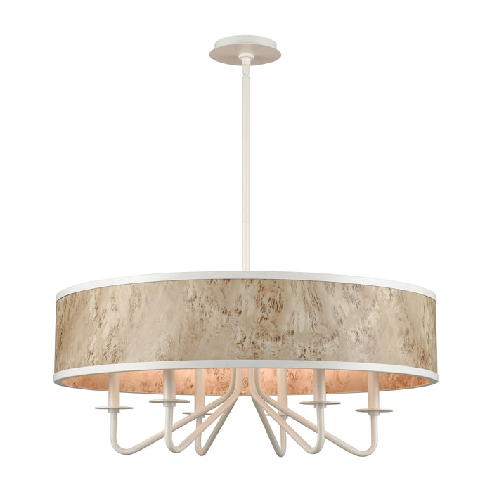 Engel 30'' Wide 6-Light Chandelier - Matte White with Bleached Burl