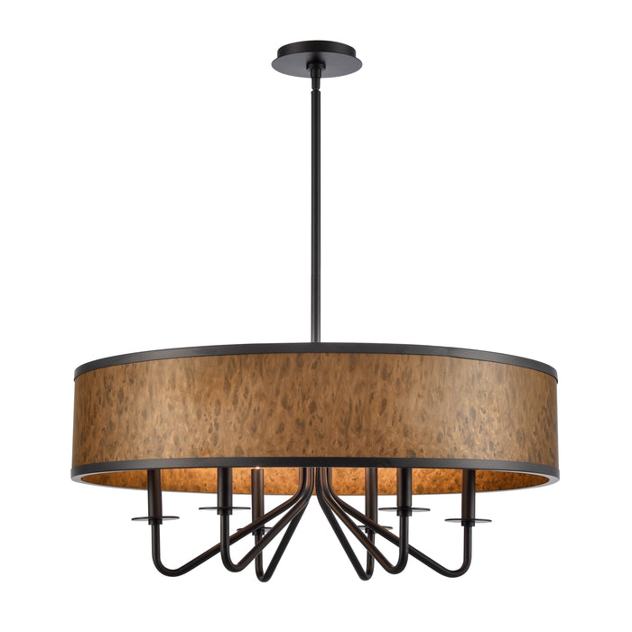 Engel 30'' Wide 6-Light Chandelier - Matte Black with Burlwood