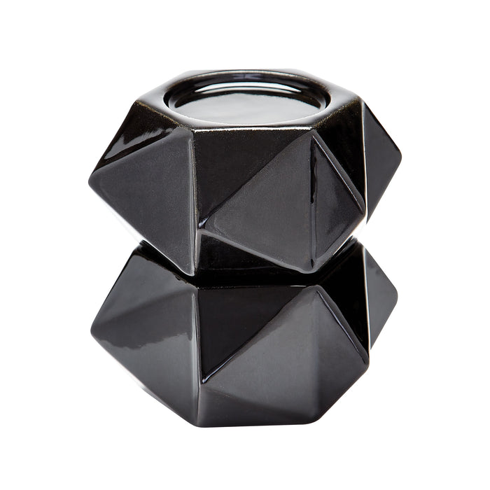 Ceramic Star Candle Holders in Black (Set of 2) - Large