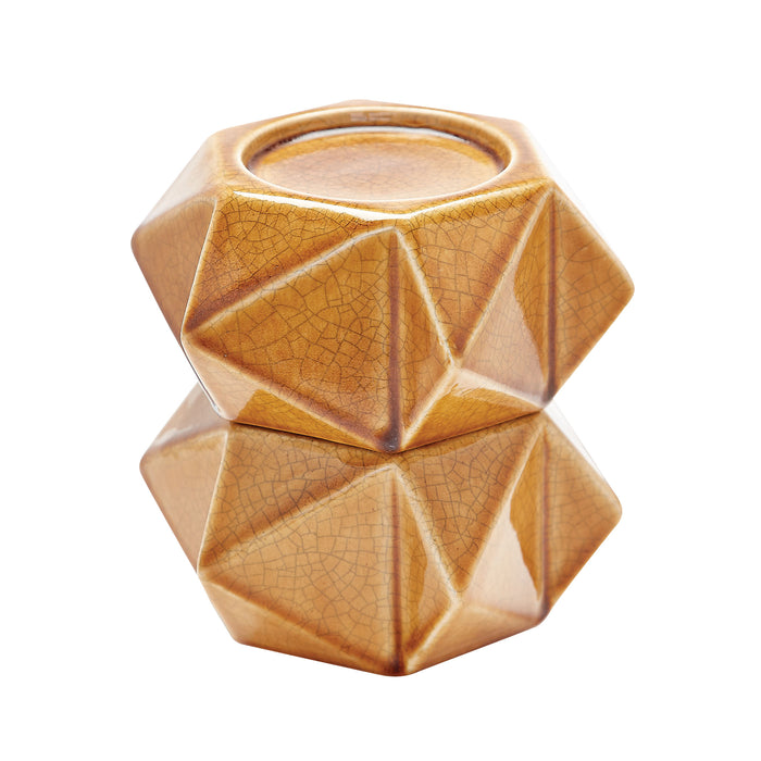 Ceramic Star Candle Holders in Honey (Set of 2) - Large