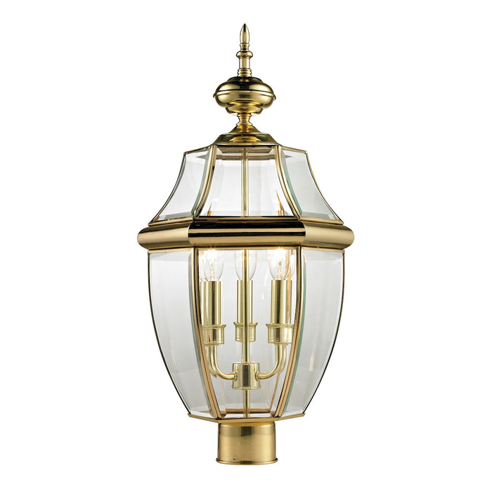 Ashford 3-Light Post Mount Lantern in Antique Brass - Large