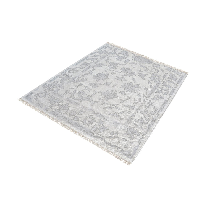 Harappa Hand-knotted Wool Rug in Silver and Ivory