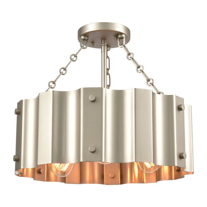 Clausten 17'' Wide 3-Light Semi Flush Mount - Matte Nickel