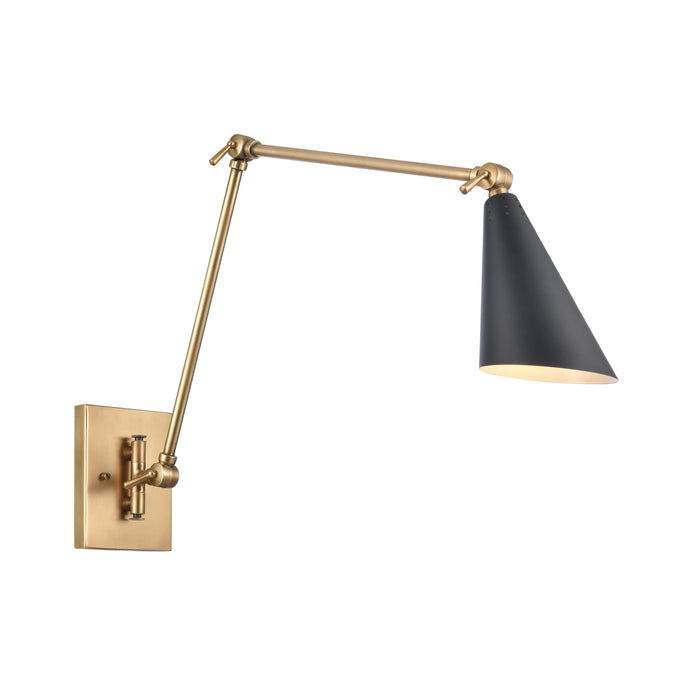 Calder 18.5'' High 1-Light Swingarm Sconce - Natural Brass and Matte Black