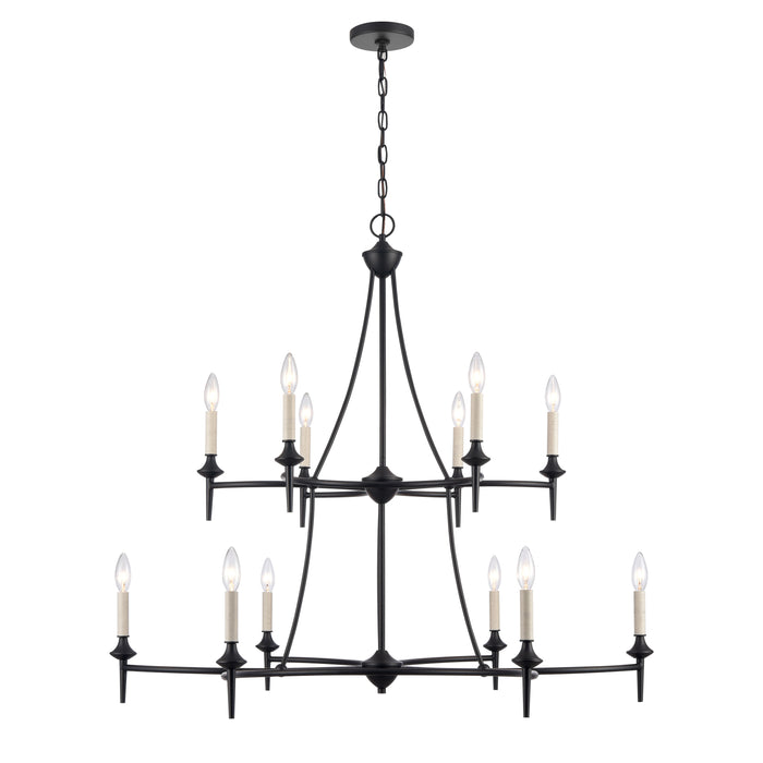 Solomon 41'' Wide 12-Light Chandelier - Matte Black