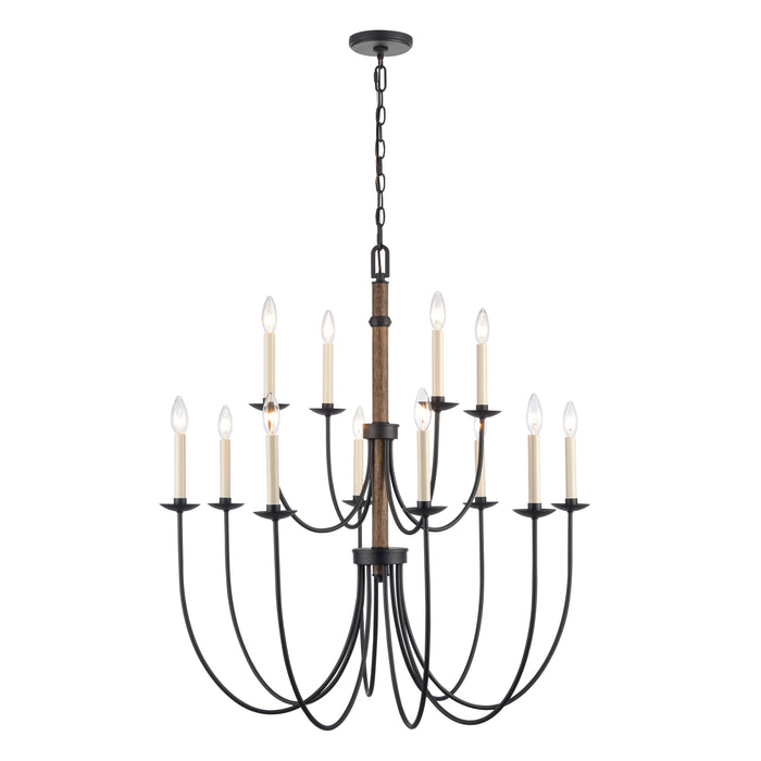 Neville 34'' Wide 12-Light Chandelier - Charcoal Black