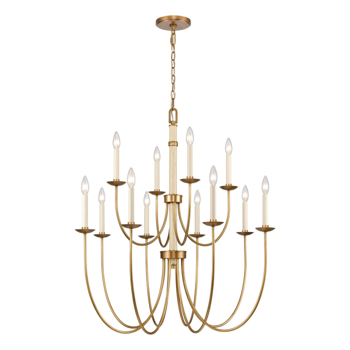 Neville 34'' Wide 12-Light Chandelier - Natural Brass