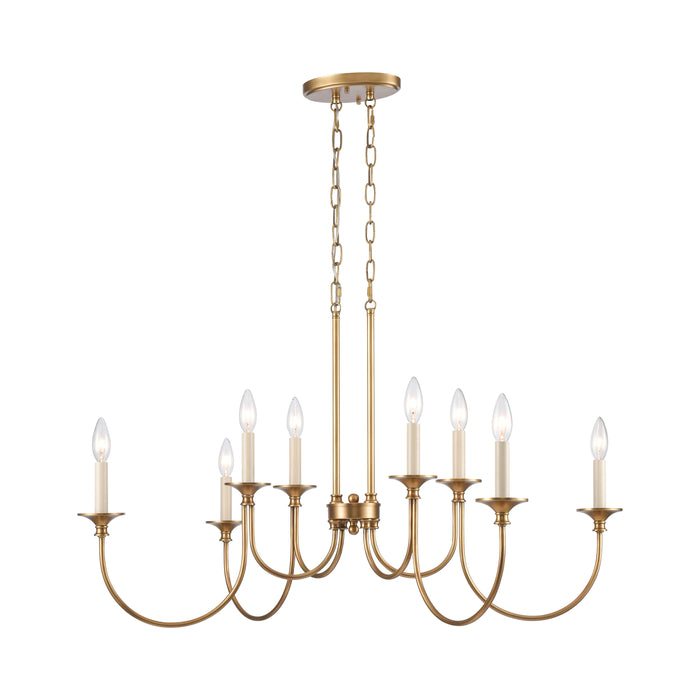 Cecil 34'' Wide 8-Light Linear Chandelier - Natural Brass