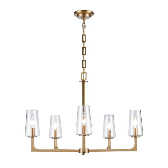 Fitzroy 28'' Wide 5-Light Chandelier - Lacquered Brass