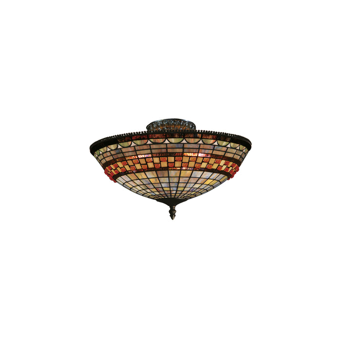 Jewelstone 16'' Wide 3-Light Semi Flush Mount - Classic Bronze