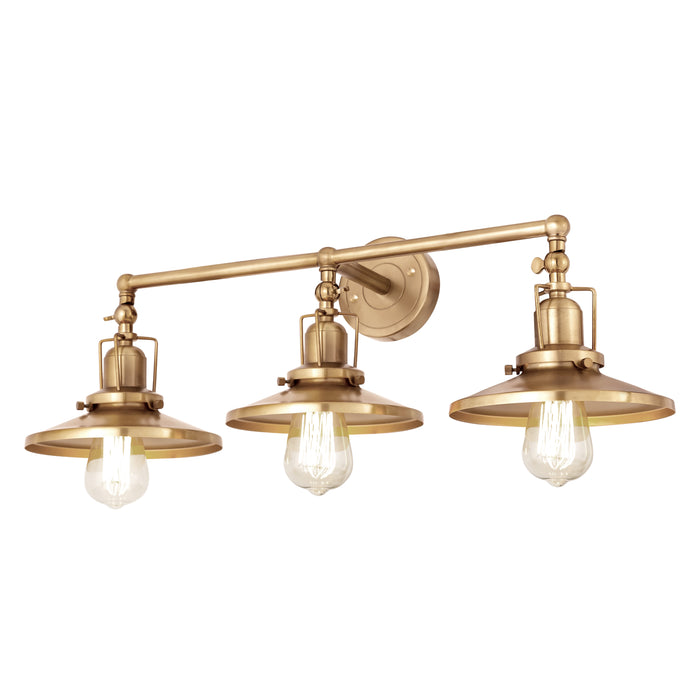 English Pub 28'' Wide 3-Light Vanity Light - Satin Brass