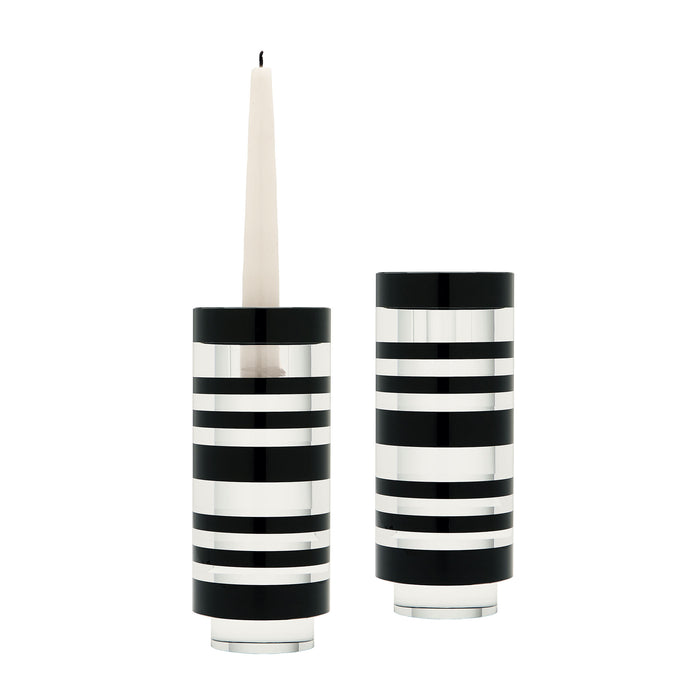 Tuxedo Sliced Crystal Candleholders (Set of 2) - Small