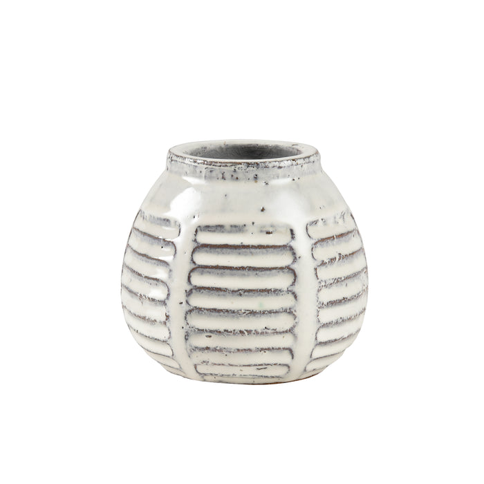 Muriel Vase - Small Aged White Glazed