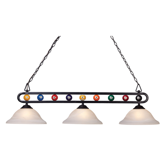 Billiard Motif 51'' Wide 3-Light Linear Chandelier - Matte Black