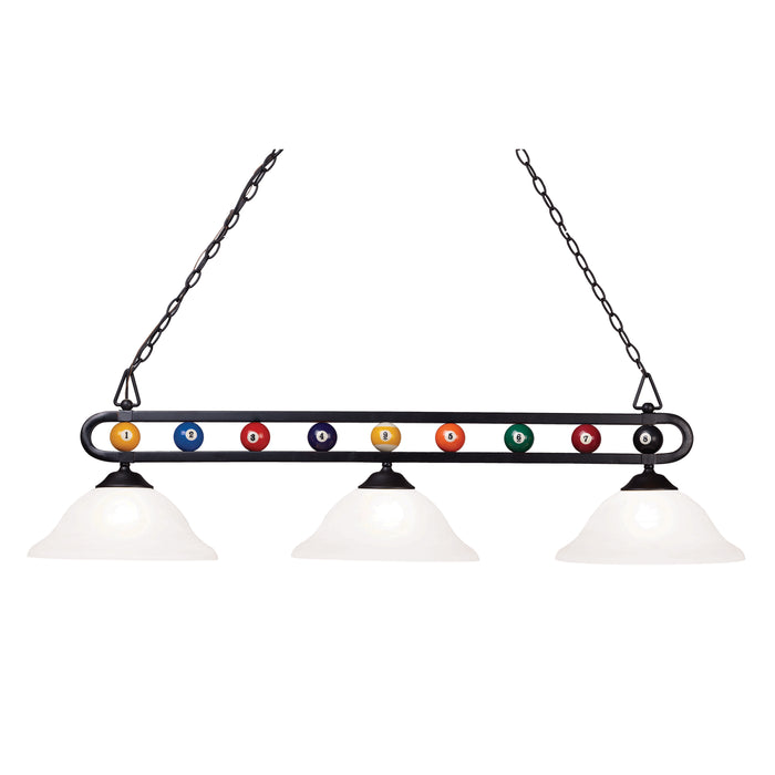 Billiard Motif 51'' Wide 3-Light Linear Chandelier - Matte Black