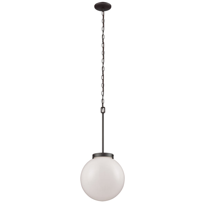 Beckett 12'' Wide 1-Light Mini Pendant - Oil Rubbed Bronze with White Glass