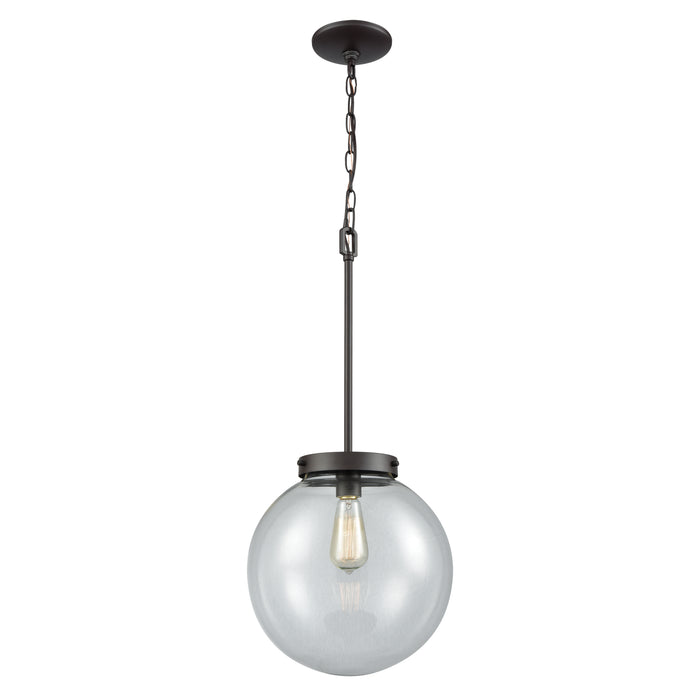 Beckett 12'' Wide 1-Light Mini Pendant - Oil Rubbed Bronze with Clear Glass