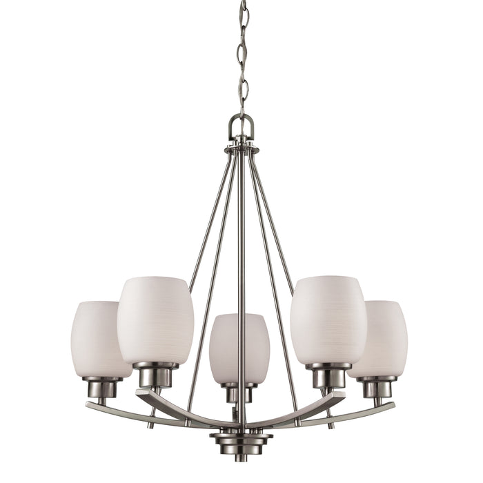 Casual Mission 22'' Wide 5-Light Chandelier - Brushed Nickel