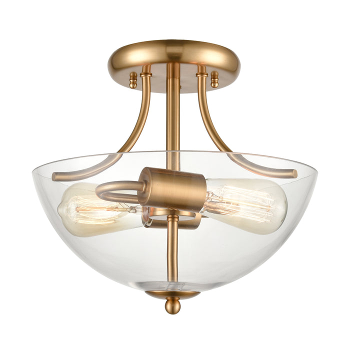 Astoria 15'' Wide 2-Light Semi Flush Mount - Satin Gold