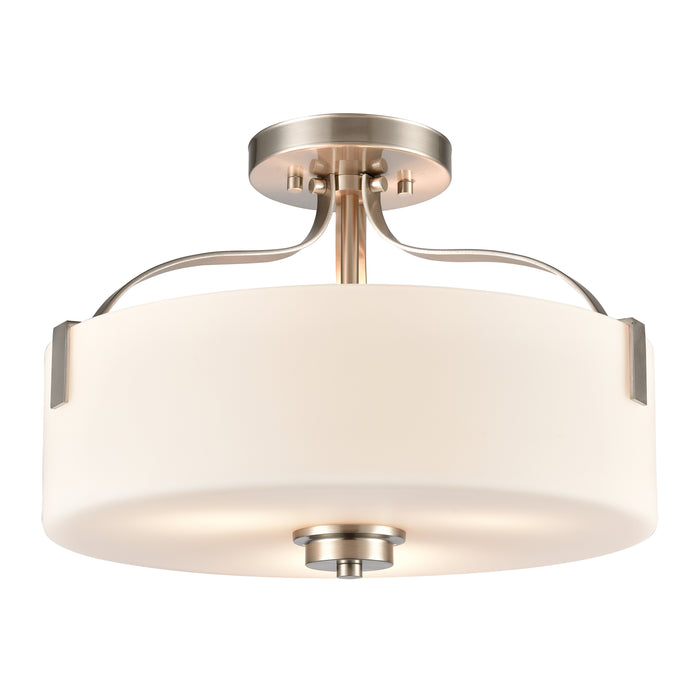 Market Square 15'' Wide 3-Light Semi Flush Mount - Brushed Nickel