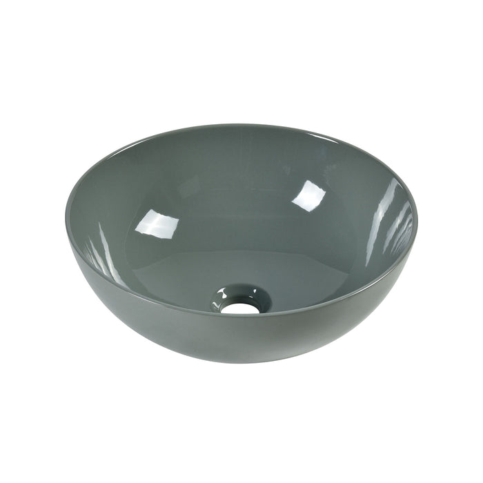 Vitreous China Round Vessel Sink - Polished Gray 15.2 inch