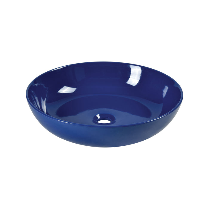 Vitreous China Round Vessel Sink - Polished Blue 18.7 inch