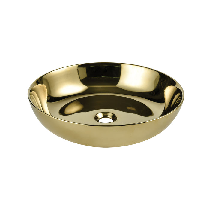 Vitreous China Round Vessel Sink - Polished Gold 18.7 inch