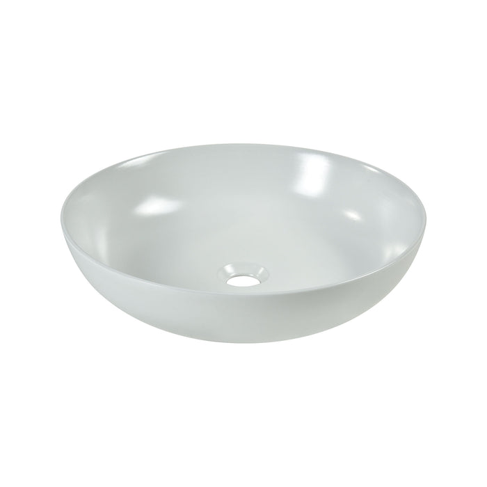 Vitreous China Round Vessel Sink - Matte White 15.2 inch